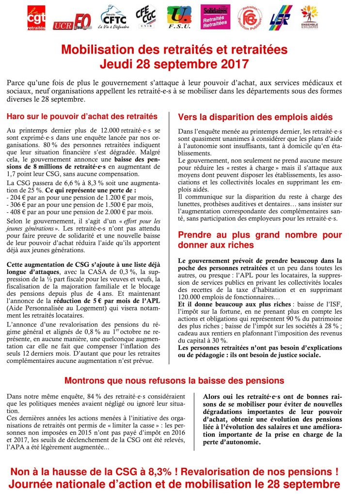 mobilisation retraités 28 sept 2017 lille