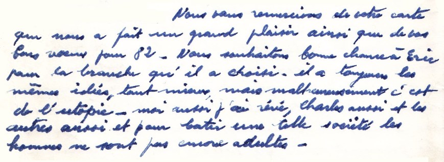 extrait d'un courrier envoyé à ma grand-mère paternelle