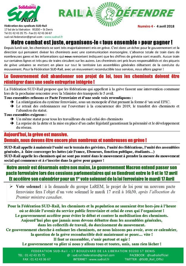 Rail à défendre - 4 avril 2018 - numéro 04