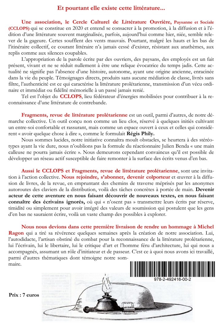 Fragments - numéro 01 - page 03 du communiqué de presse de présentation