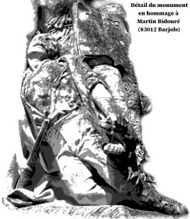 détail du monument en hommage à Martin Bidouré (83012 Barjols)