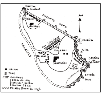 plan de l'oppidum celto-ligure de la Courtine (auteur présumé Gaston Beltrame)