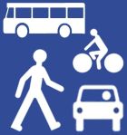 panneau routier autobus vélo piéton voiture