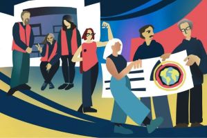 dessin extrait du numéro 21 de la revue LES UTOPIQUES publiée par l'Union syndicale Solidaires