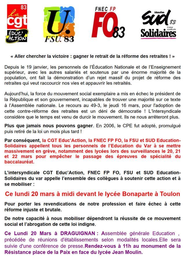 Retraites_intersyndicale-education-Var_greve-20-et-21-mars-2023