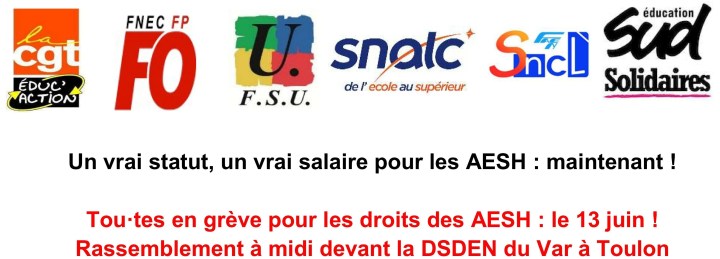 rassemblement AESH 13 juin 2023 Toulon