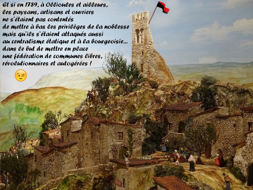 Ollioules_vieux- village-drapeau-rouge-et-noir-sur-chateau_avec-texte-et-emoticone_FB