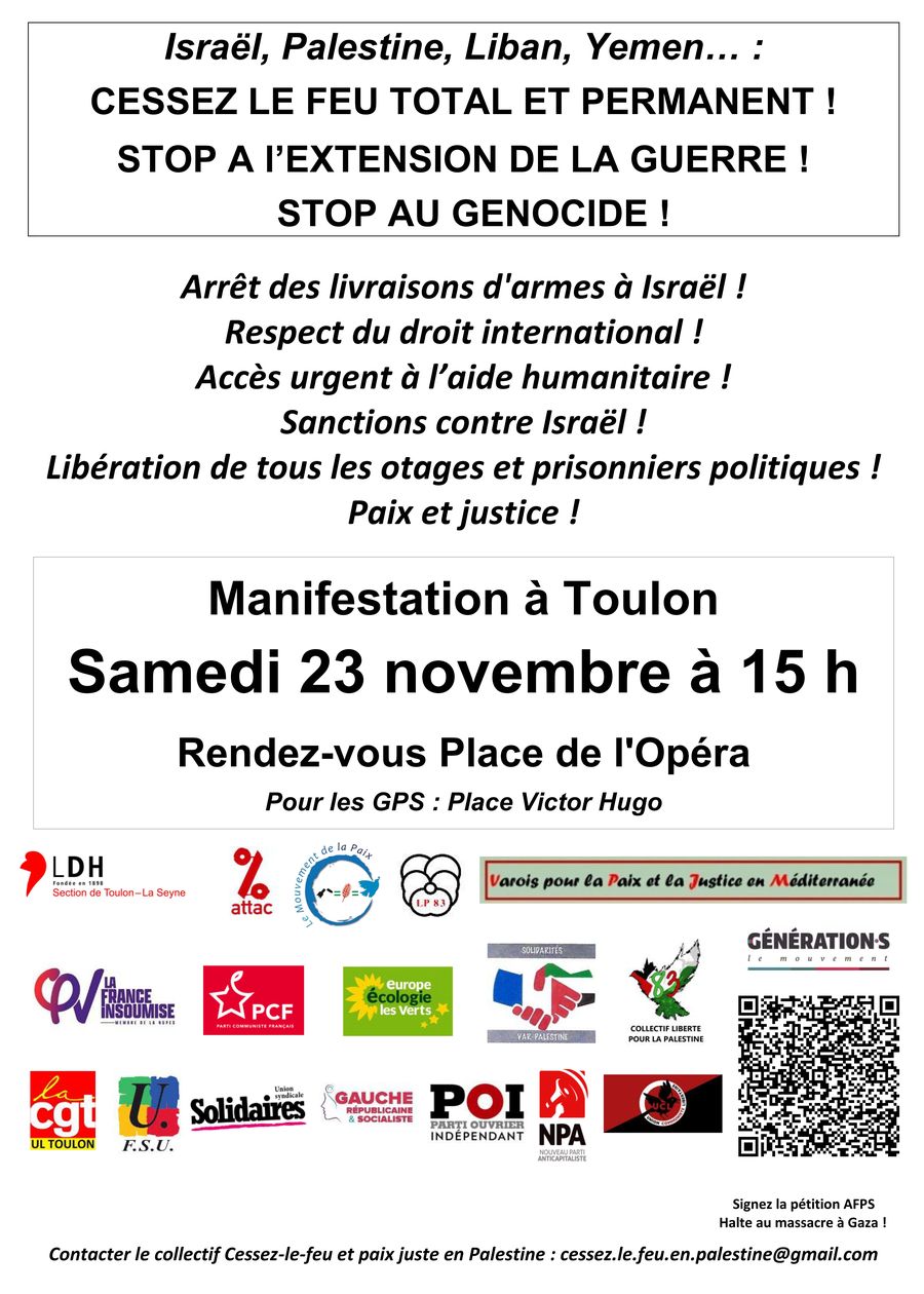 appel manif Palestine 23-11-24 Toulon TW